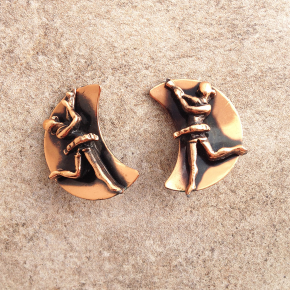 Vintage Jewelry - Vintage 50's Copper Ballerina Earrings